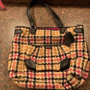 Coach Daisy Wool Tweed Plaid Shoulder Bag